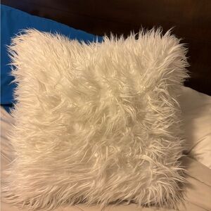 Fluffy White Throw Pillow